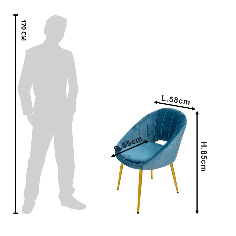 Eetkamerstoel 58x65x85 cm blauw ijzer stoel