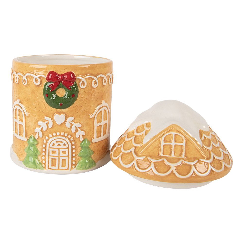 Voorraadpot Deksel Gingerbread house Ø 13x17 cm Bruin Keramiek