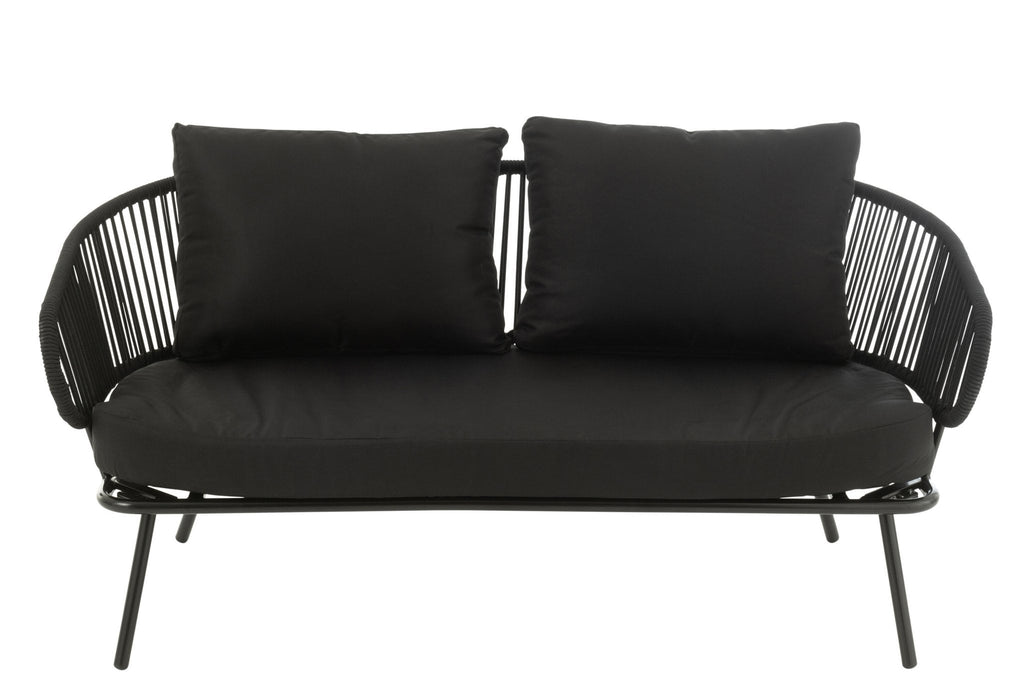 J-Line Set Van Drie Stoel/Bank Poa Metaal/Rattan Zwart