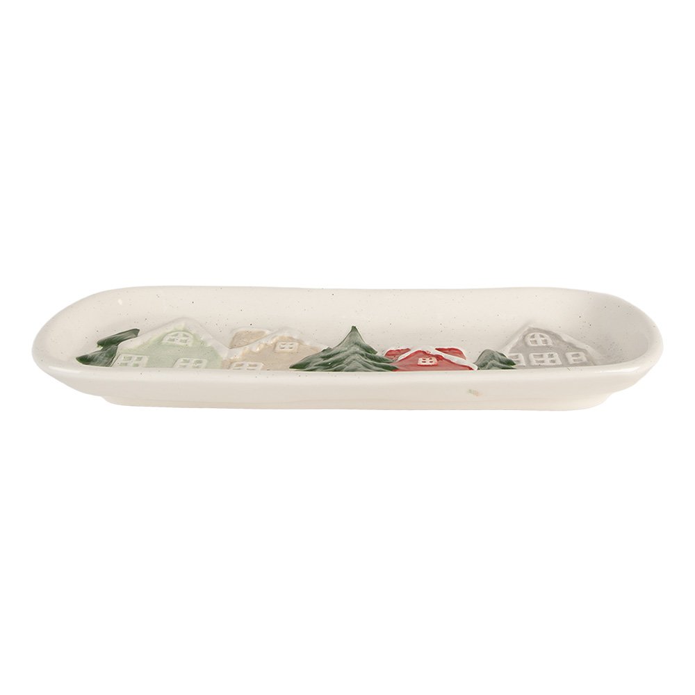 Decoratie schaal 30x12x3 cm Wit Keramiek