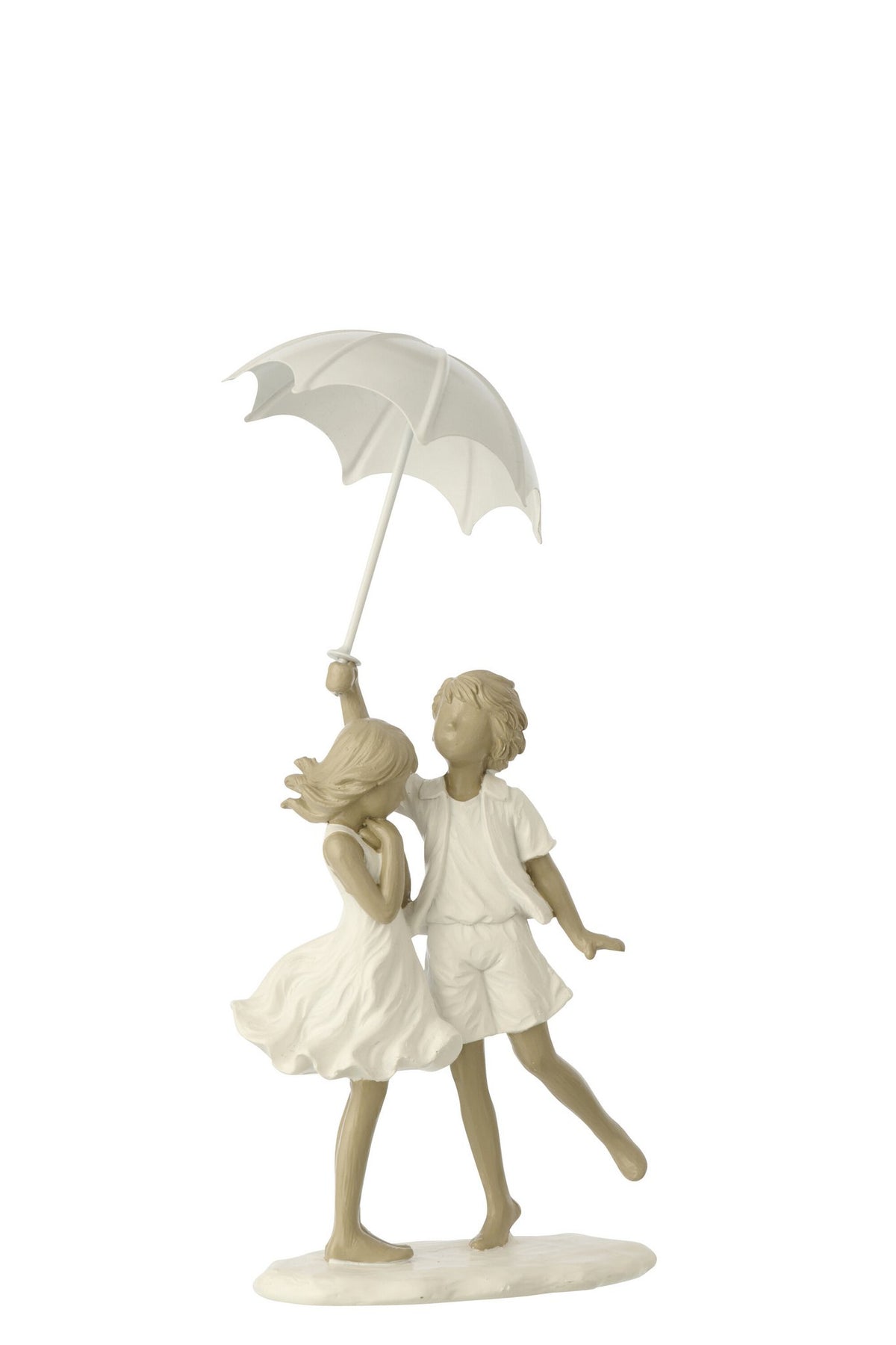 J-Line decoratie Kinderen Jongen + Meisje - polyresin - wit/grijs