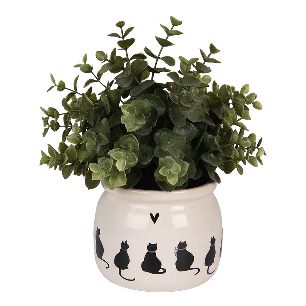 Bloempot Ø 12x10 cm Beige Keramiek Katten