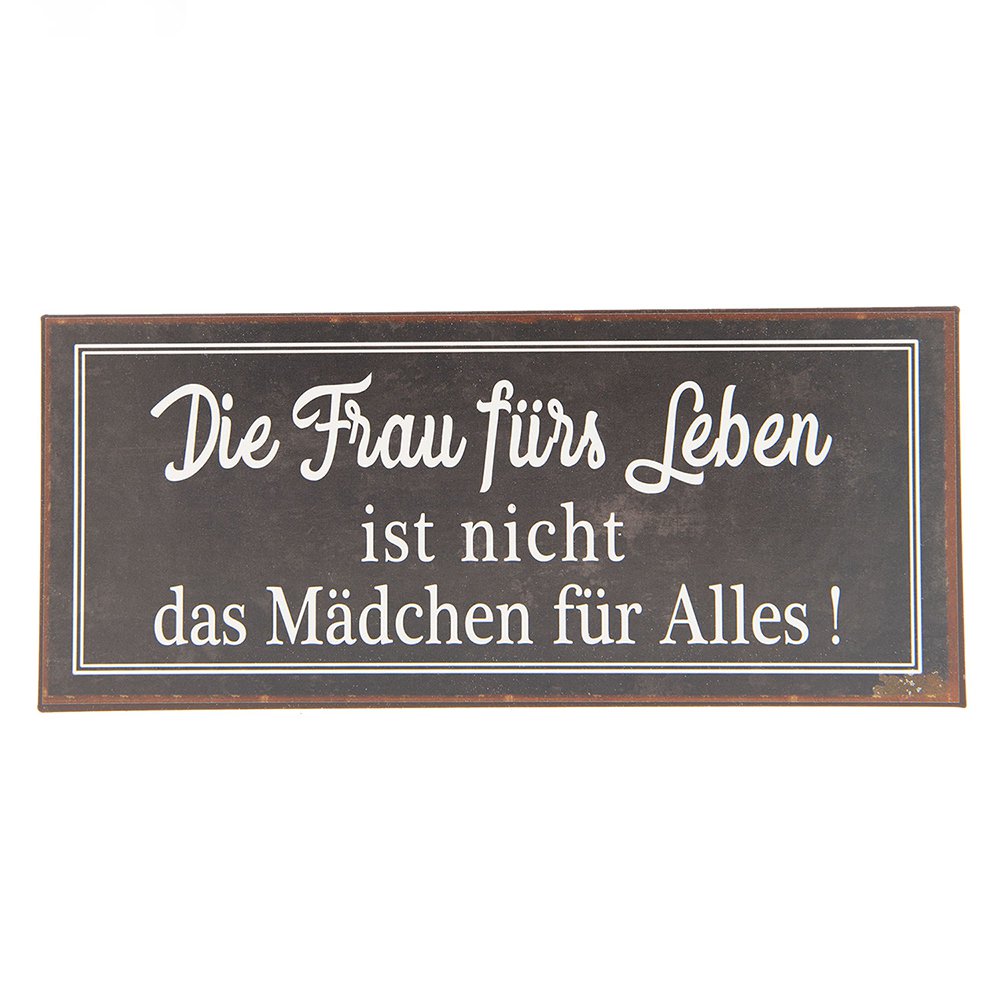 Tekstbord 30x13 cm Bruin Wit Metaal Wandbord