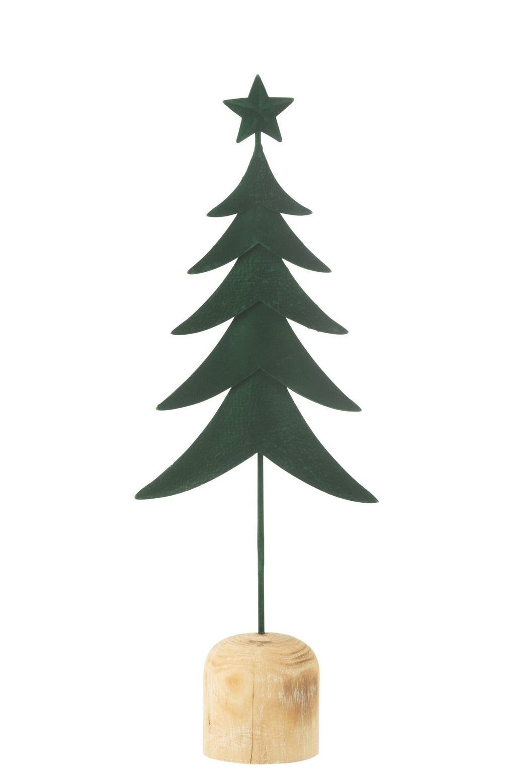 J-Line decoratie Kerstboom Op Voet + Ster - metaal/hout - groen - L