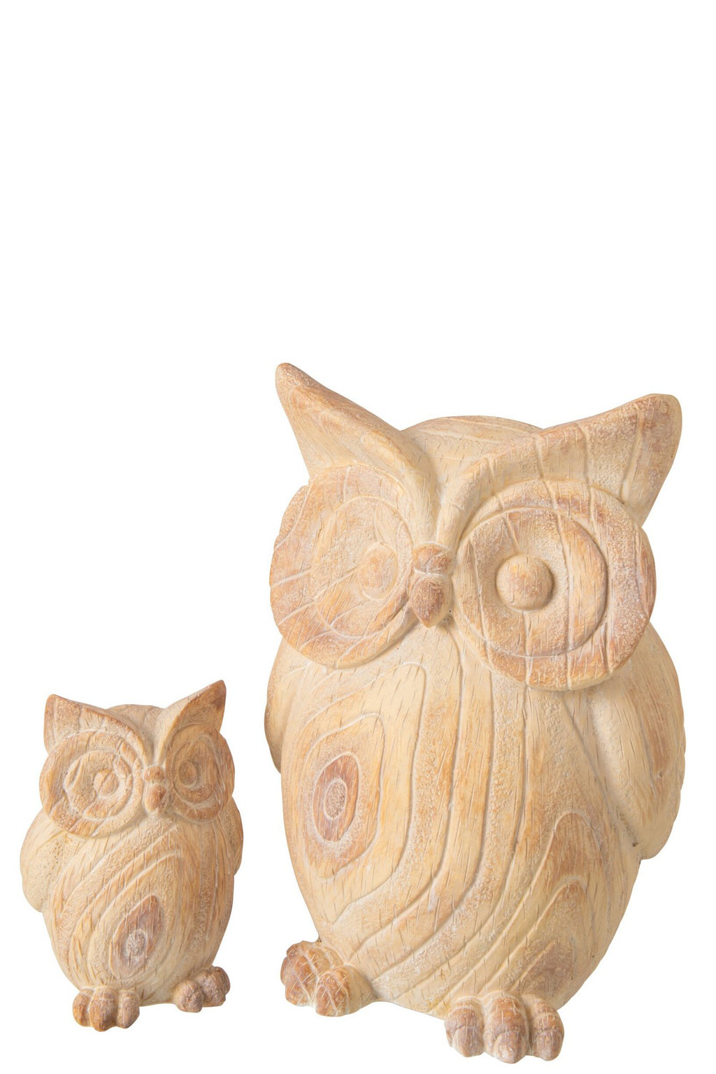 J-Line Uil met houtlook - magnesiumoxide - beige - large