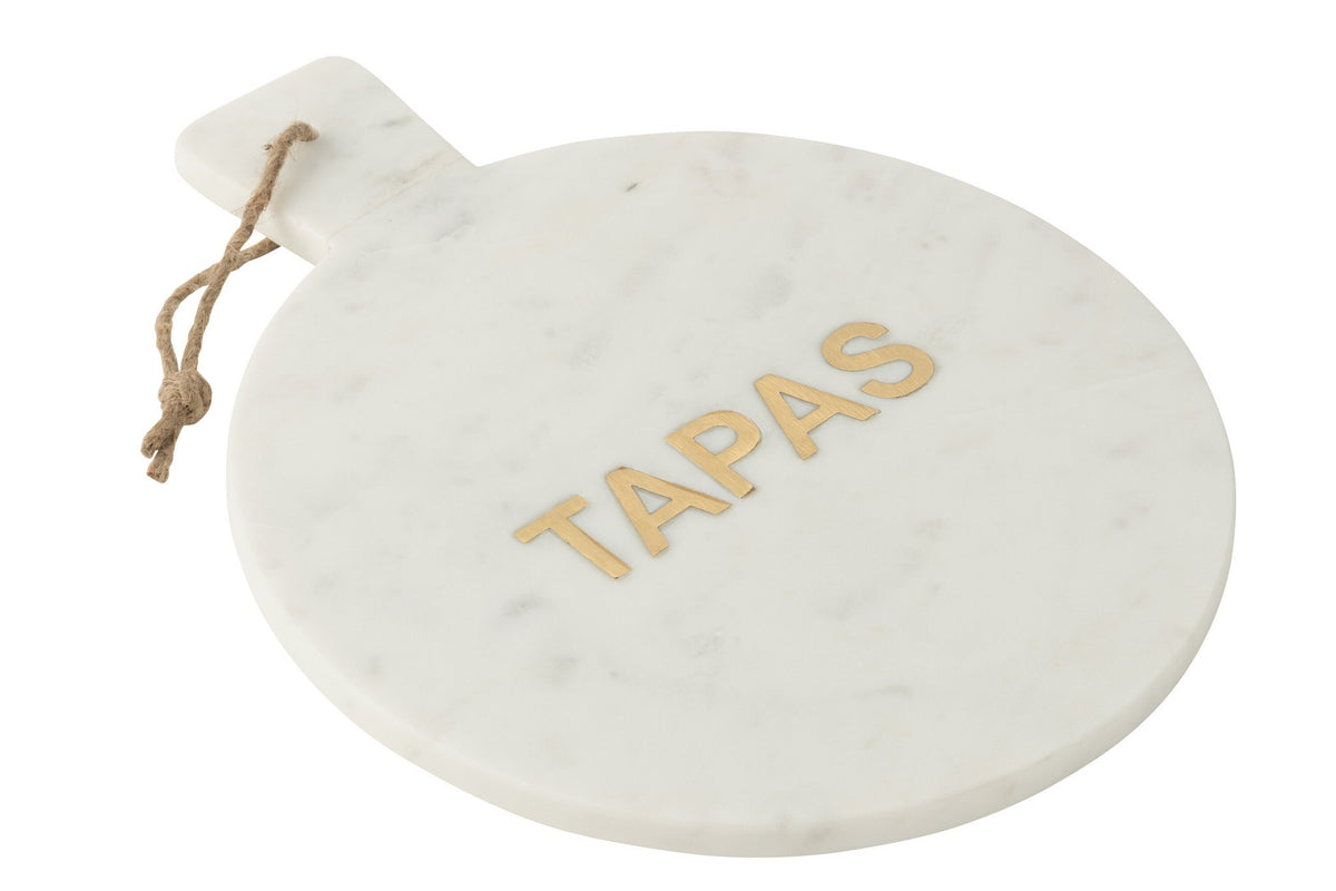 J-Line snijplank Rond Tapas Marmer - steen - wit