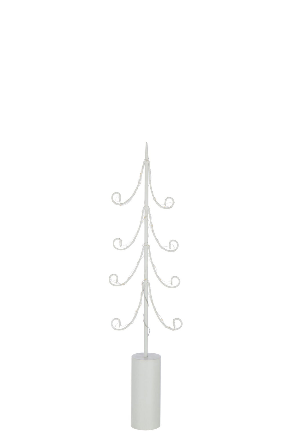J-Line decoratie Boom - ijzer - wit - M - LED lichtjes