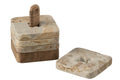 J-Line onderzetter - marmer/hout - beige - 4 stuks