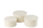 J-Line doos Rond Plat - fluweel/papier - wit - 3 stuks