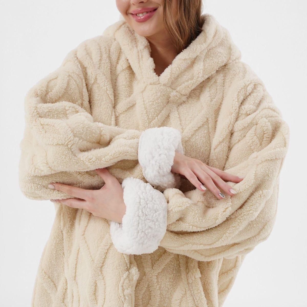Textino Rosetta - hoodie 70x110 cm - Hoodiedeken - Volwassene - Bone White - Wit