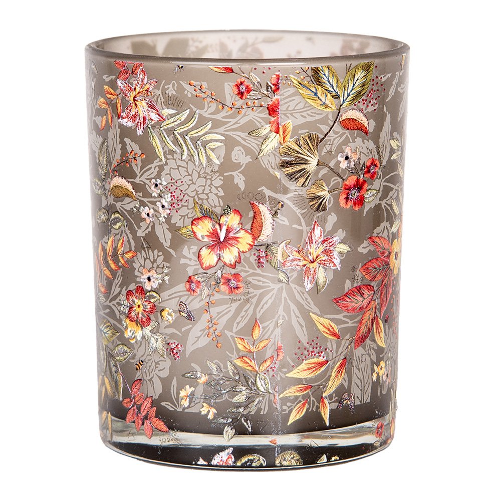 Theelichuhouder set van 2 Ø 7x8 / 10x13 cm Grigjs Glas Bloemen