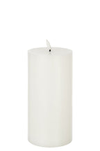 J-Line cilinderkaars - wit - large - LED lichtjes