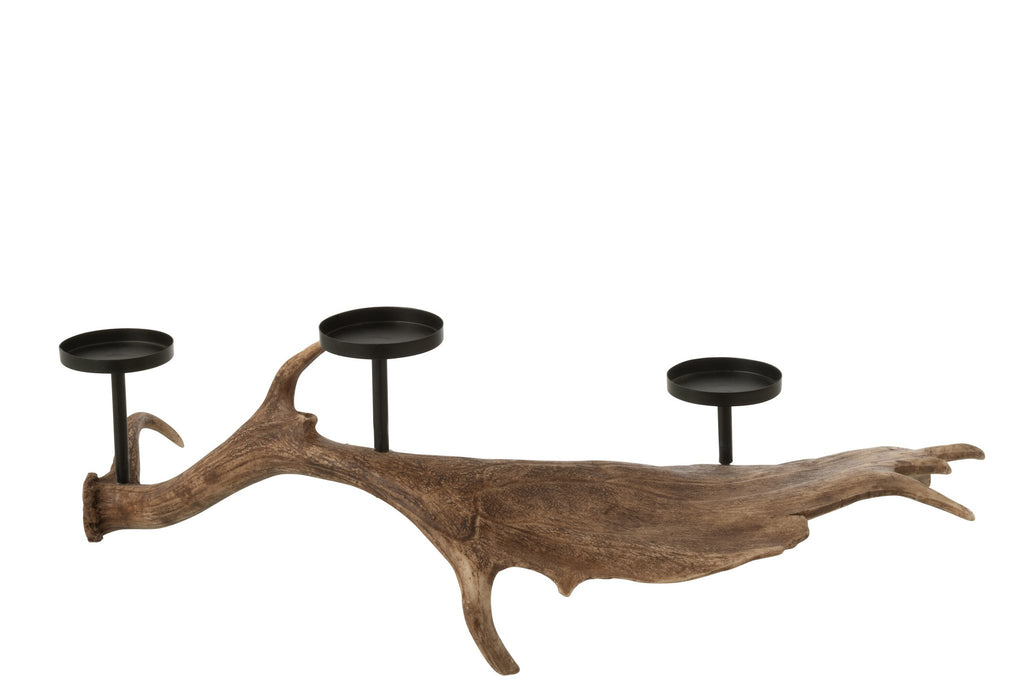 J-Line kaarshouder Antlers - polyresin - bruin - L