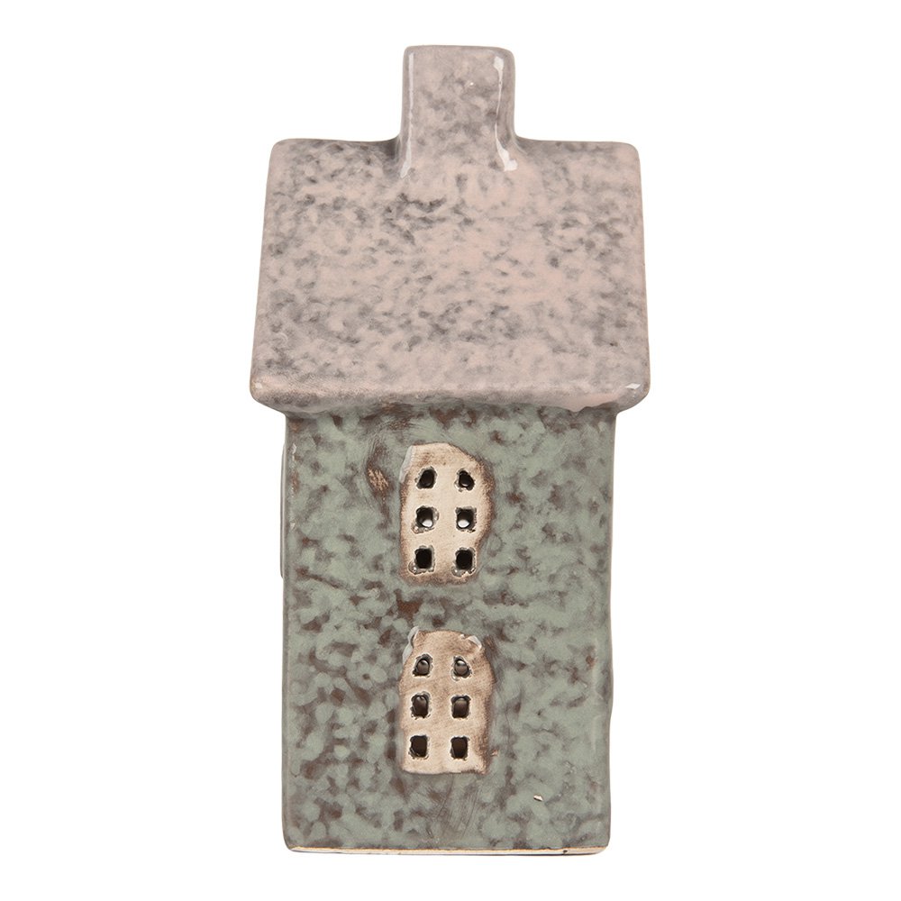 Waxinelichthouder Huis 8x7x14 cm Groen Keramiek