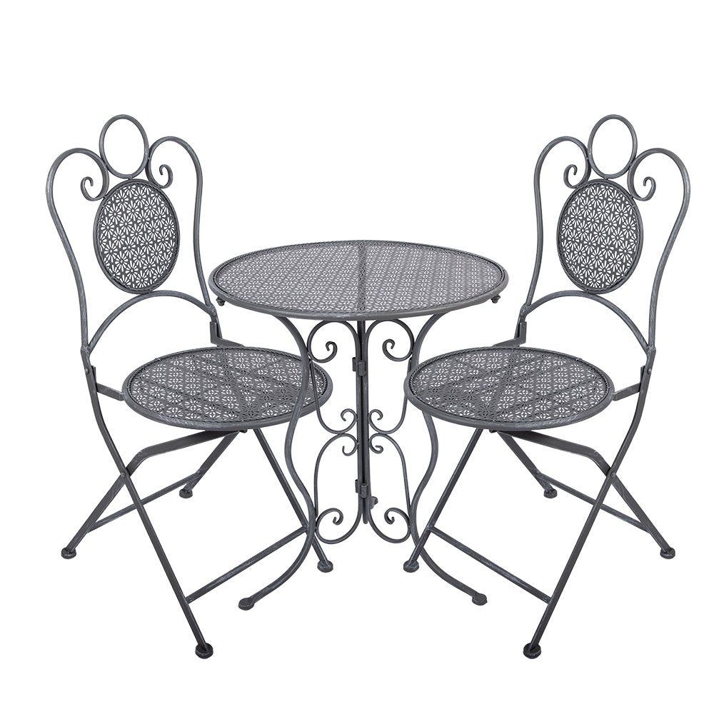 Bistroset Bistrotafel Bistrostoel 3-delig Ø 60x71 / 50x40x93 cm Grijs Metaal