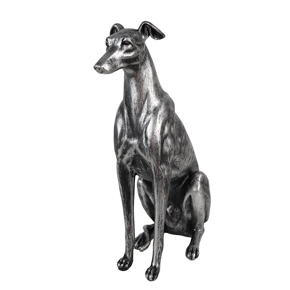 Decoratie Beeld Hond 20x10x30 cm Zilverkleurig Polyresin