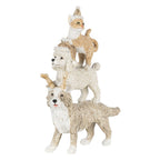 Beeld Dieren 12x4x17 cm Grijs Beige Kunststof Dieren Kerstdecoratie