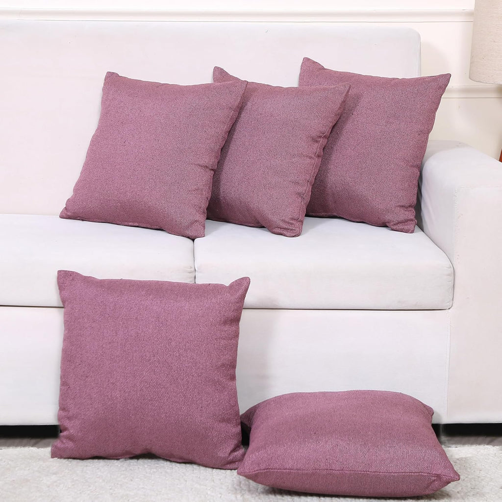 Decoratieve kussenhoezen – Huishoudtextiel – Jutestof verborgen ritssluiting – 16x16 inch 5-delige set