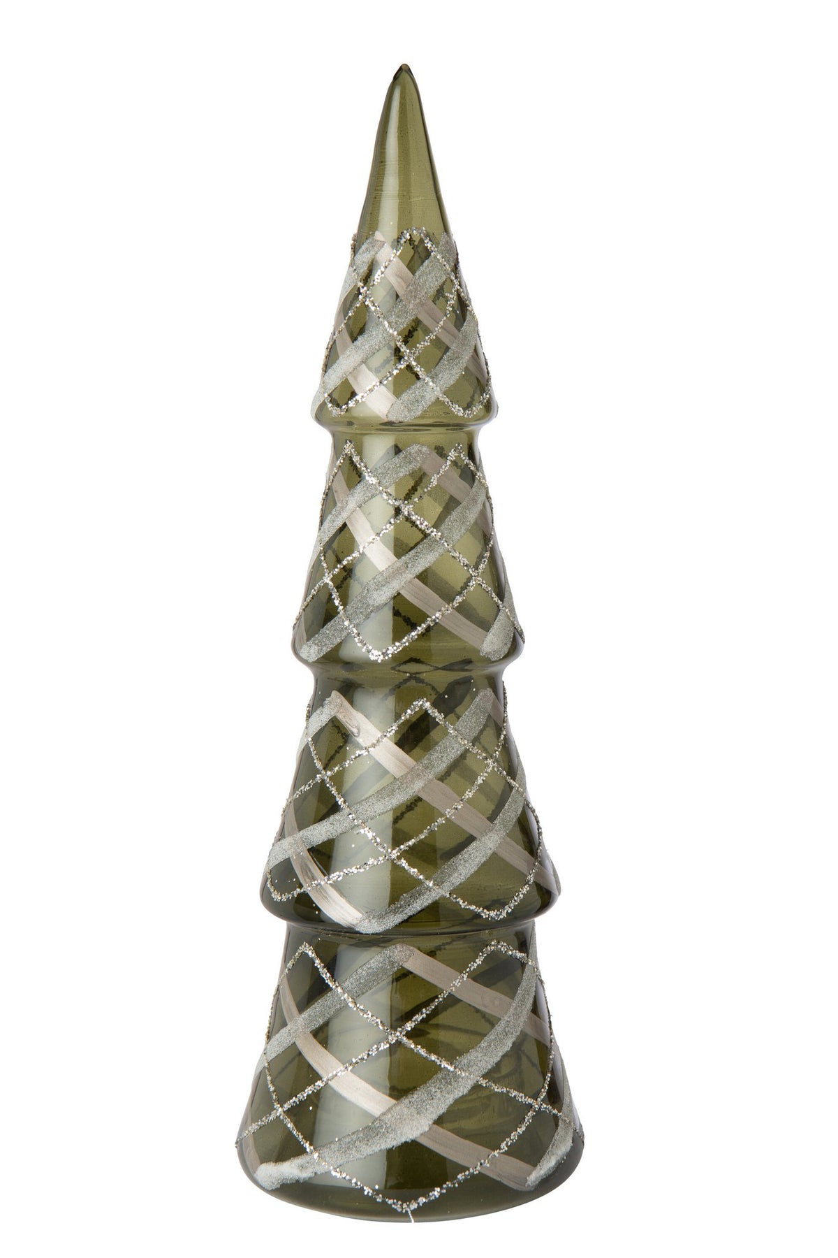 J-Line Boom met ruitmotief - glas - donkergroen/goud - large