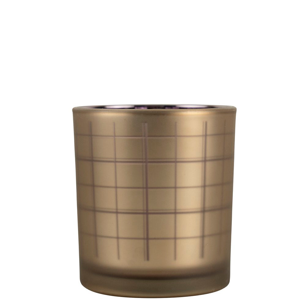 Theelichthouder blok goud paars small 8cm*