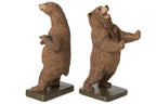 J-Line Boekensteunen beer - polyresin - bruin - set van 2