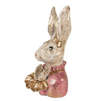 Beeld Konijn 11x12x24 cm Beige Roze Polyresin