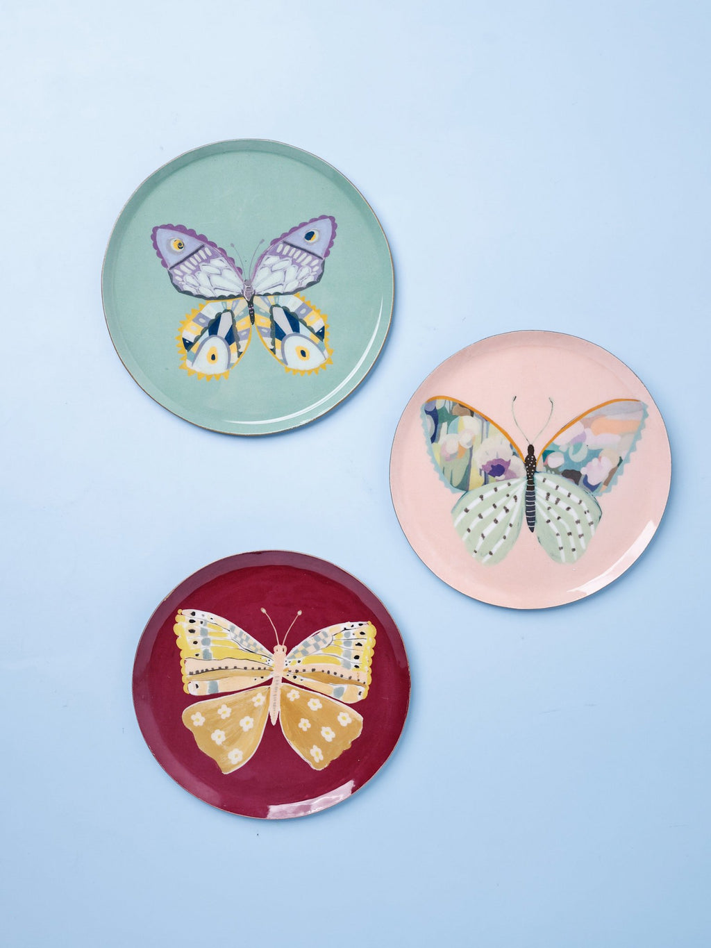 Butterfly Bloom metalen wandborden - Set van 3