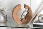 J-Line figuur Duwen - hout/aluminium - naturel/zilver
