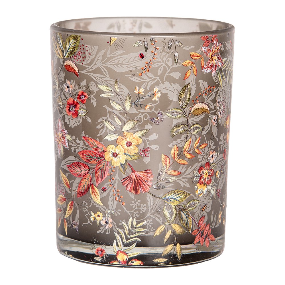 Theelichuhouder set van 2 Ø 7x8 / 10x13 cm Grigjs Glas Bloemen