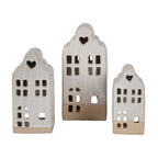 Theelichthouder Huis 7x6x14 cm Beige Keramiek Waxinelichthouder