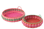 J-Line plateau met handvatten Rond - papier - mix - set van 2