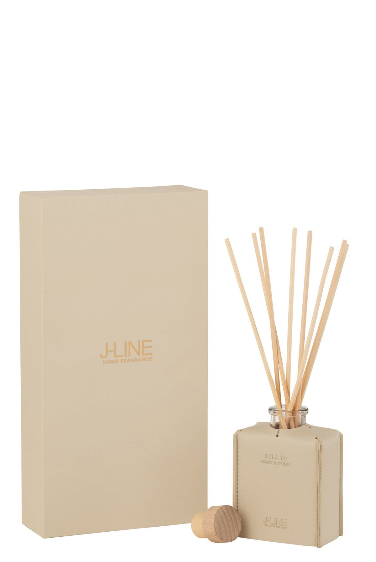 J-Line geurolie + stokjes - Suit & Tie - leder - beige - 100ml