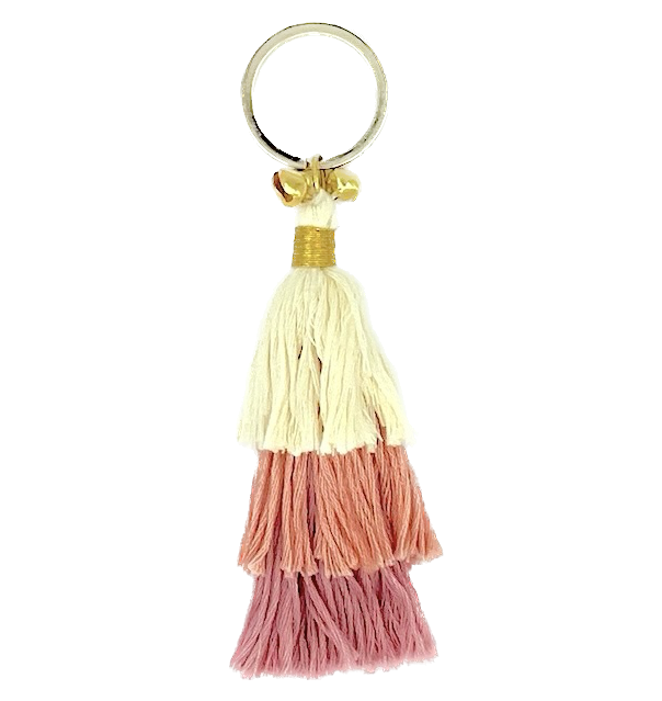 Luna -Leena Keychain Tassels Old Pink - Bag Charm - Organic Cotton - Handmade in Nepal - Bag Hanger