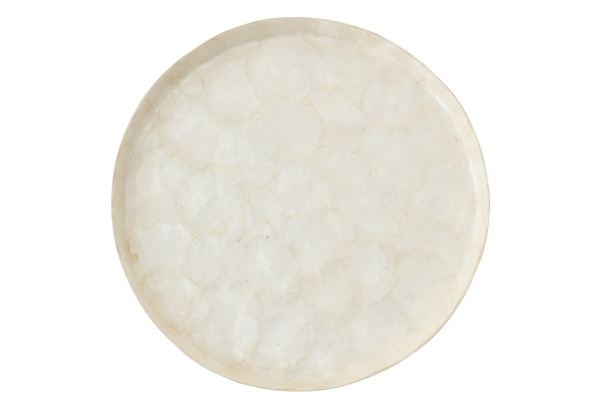 J-Line decoratie plateau Schelp - polyresin - wit - L