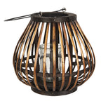 Windlicht Ø 23x22 cm Bruin Hout Kaarsenhouder