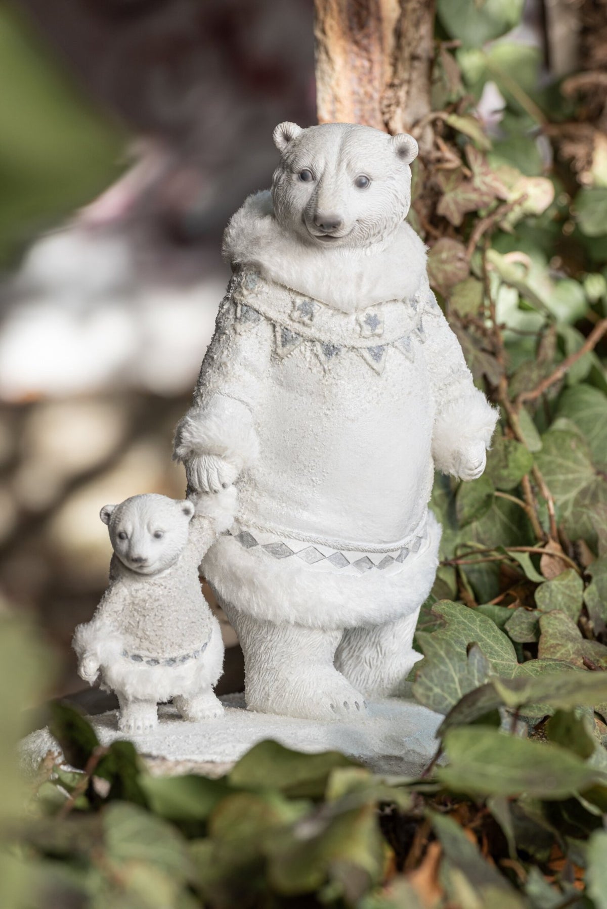 J-Line figuur IjsBeer + Beertje Hand In Hand - polyresin - wit/grijs