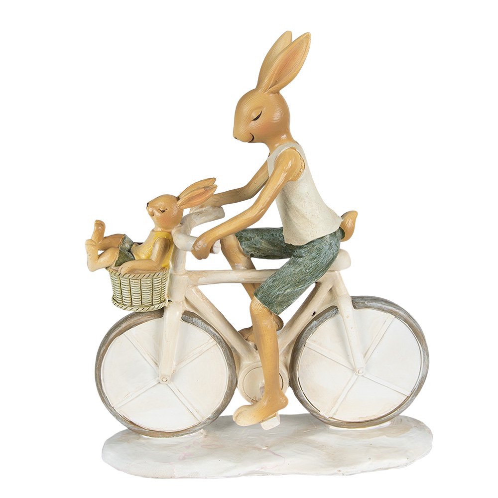 Beeld Konijn 18x7x22 cm Wit Beige Polyresin