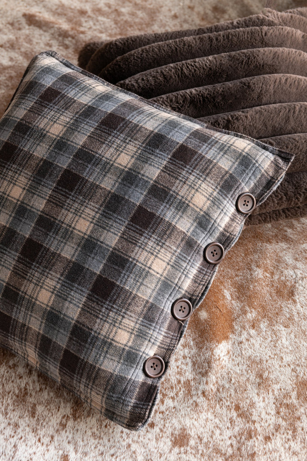 J-Line kussen Corduroy - polyester - chocolade - large