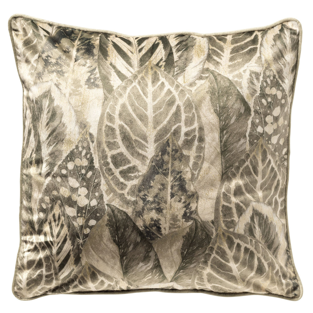Dutch Decor Rikke - Kussen 45x45 cm - Bladpatroon - Saliegroen - Groen