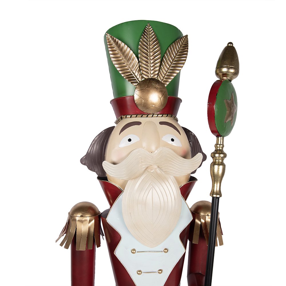 Kerstdecoratie Beeld Notenkraker 60x41x207 cm Rood Groen Metaal