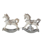 Beeld Set van 2 Paard 8 cm Wit Kunststof Kerstdecoratie