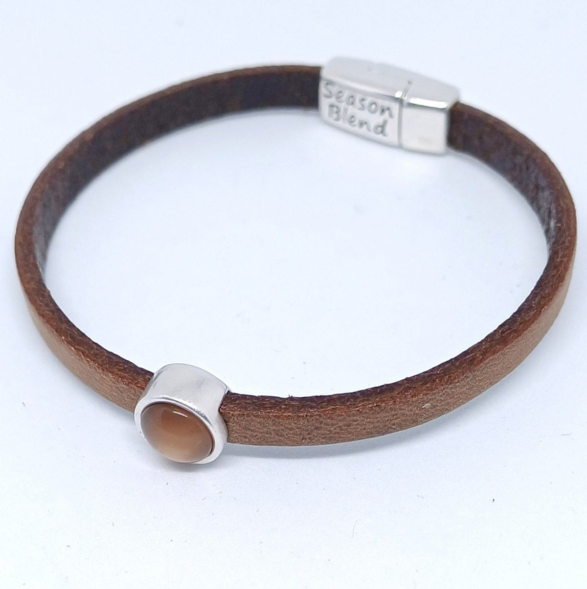Timeless leren armband antiek verzilverd bruintinten