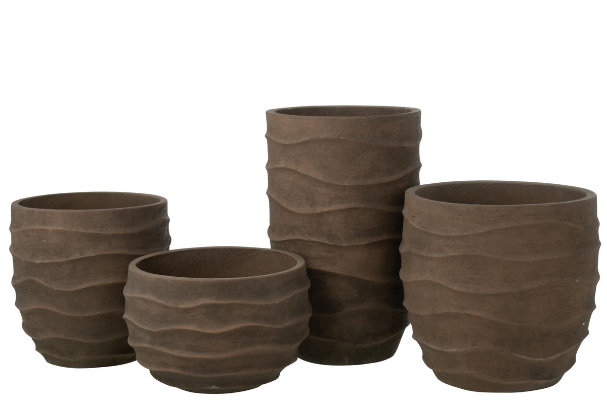J-Line bloempot Golf + Buiten zand - steen - bruin - extra L