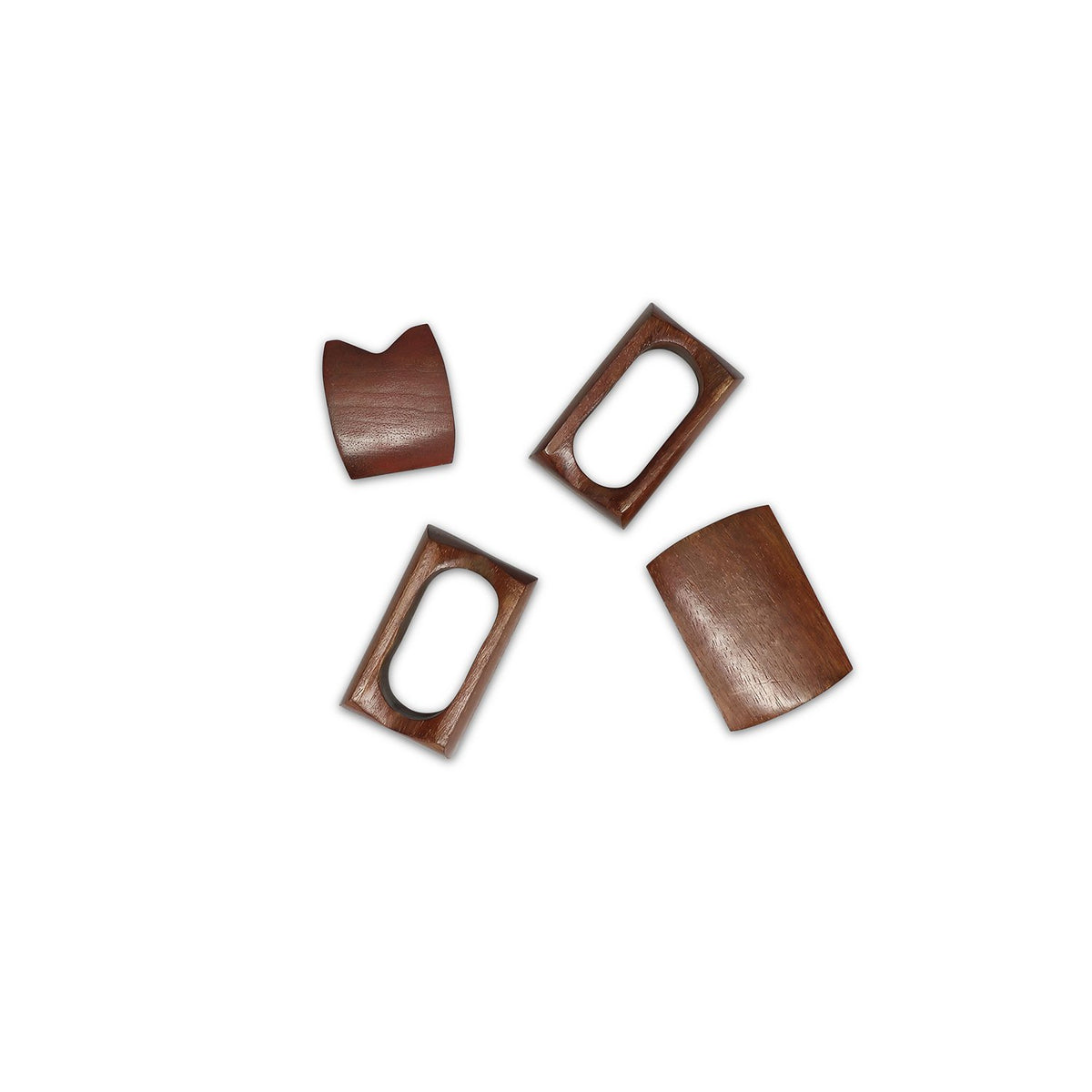 Servetring 5,5x4cm rechthoekig hout Moku - Set van 4