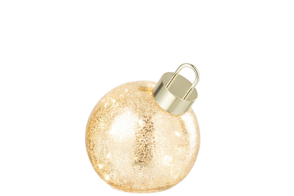 J-Line kerstbal - glas - goud - S - LED lichtjes