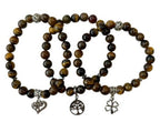 Dames armband Tijgeroog 8 mm met klaver bedel