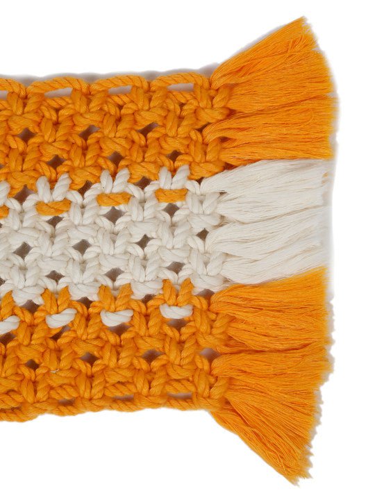 Artisan Macrame Onderzetterset – Vierkant Ontwerp, Tweekleurig – 4st