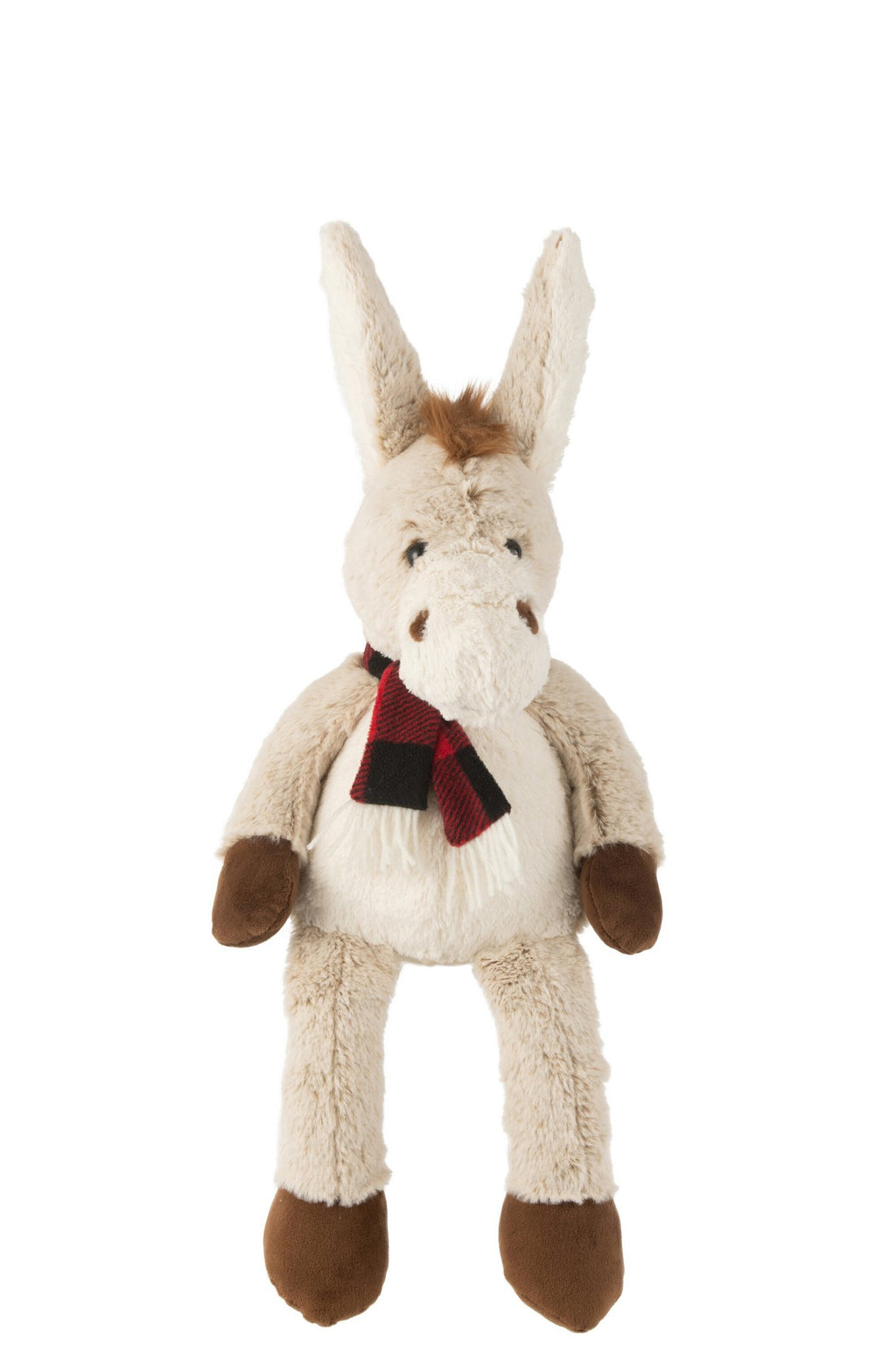 J-Line Ezel+Sjaal Pluche Polyester Beige/Bruin Medium