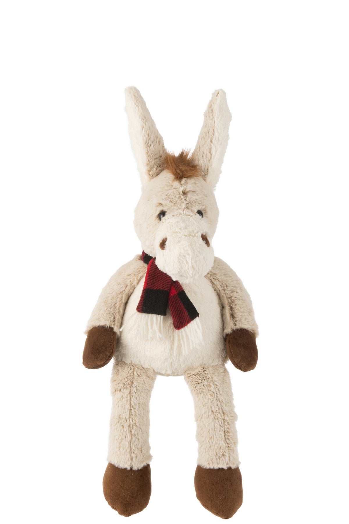 J-Line Ezel+Sjaal Pluche Polyester Beige/Bruin Medium