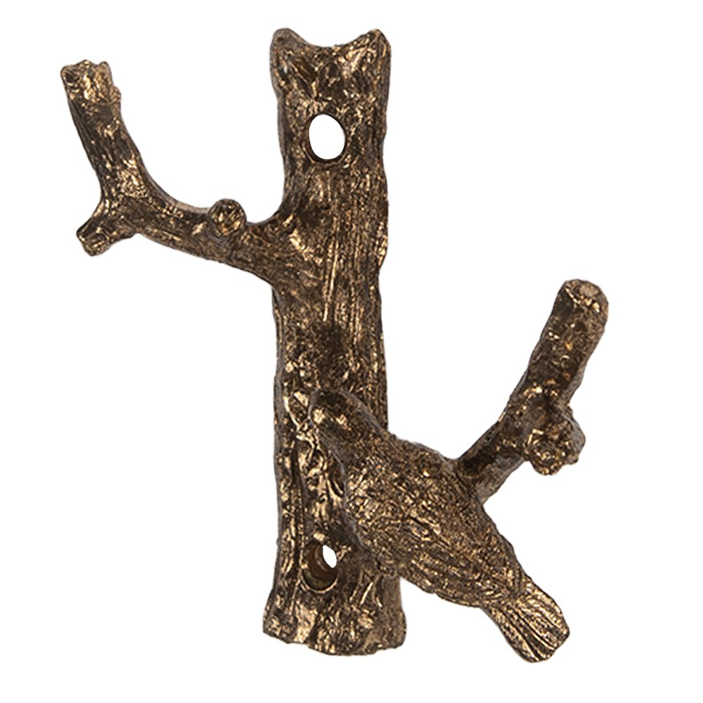 Wandhaak Vogel 9x4x9 cm Goudkleurig Metaal